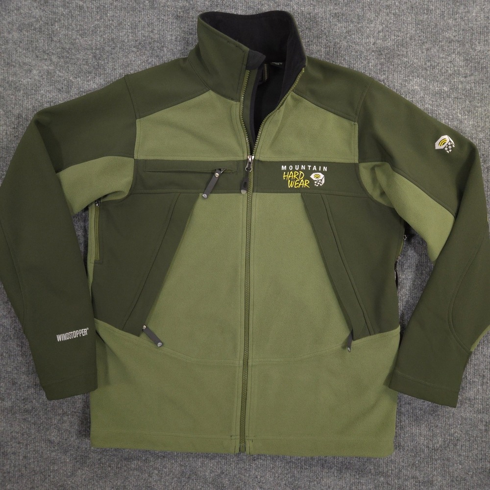 Mountain Hardwear Tech Jacket Mens S Green Windstopper Hybrid Softshell Fleece